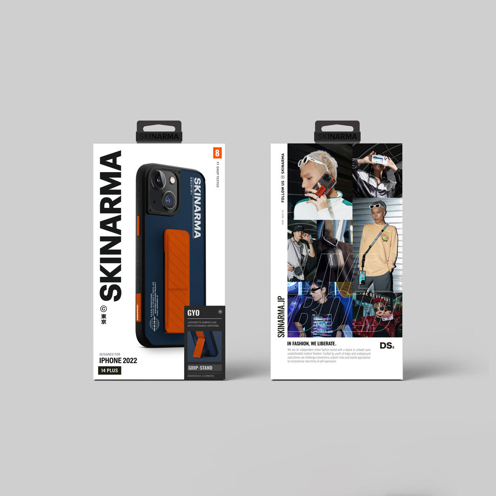 iPhone 14 Kılıf SkinArma Standlı Deri Görünümlü Gyo Kılıf Mavi