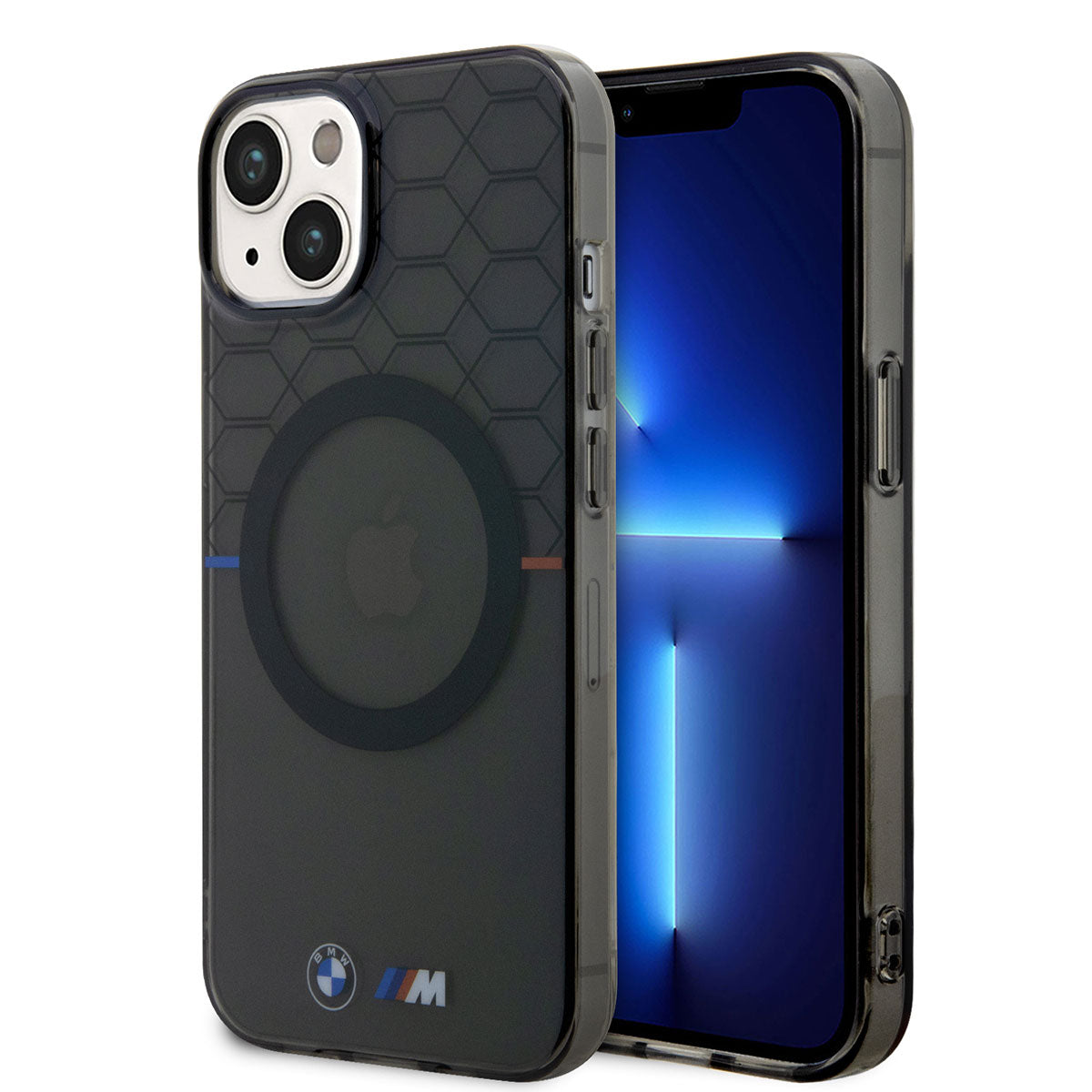 iPhone 14 Plus Kılıf BMW Magsafe Şarj Özellikli Transparan M Dizayn Kılıf Gri