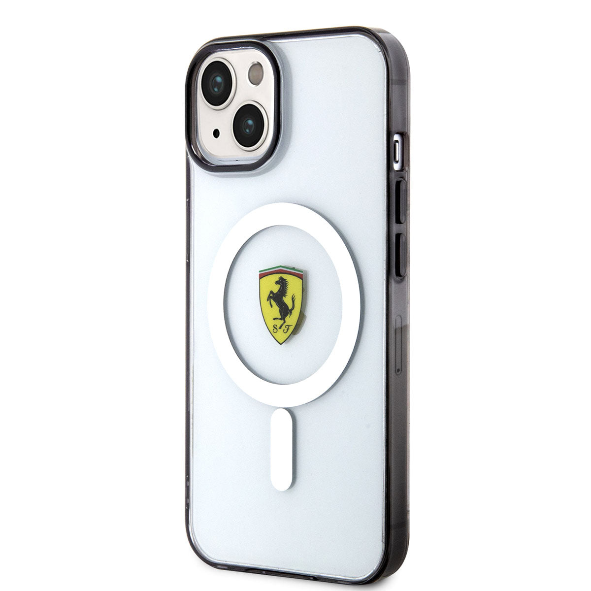 iPhone 14 Plus Kılıf Ferrari Magsafe Şarj Özellikli Transparan Dizayn Kılıf Renksiz