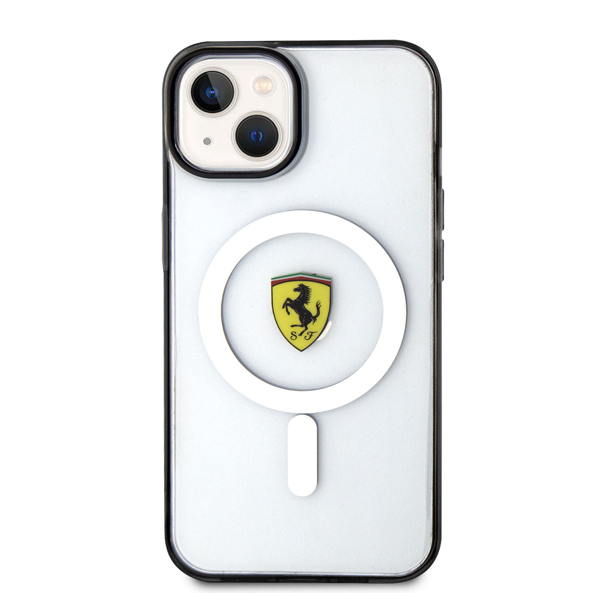 iPhone 14 Plus Kılıf Ferrari Magsafe Şarj Özellikli Transparan Dizayn Kılıf Renksiz