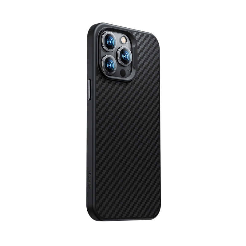 iPhone 14 Plus Kılıf Karbon Fiber Magsafe Şarj Özellikli Benks Hybrid ArmorPro 1500D Kevlar Kılıf Siyah