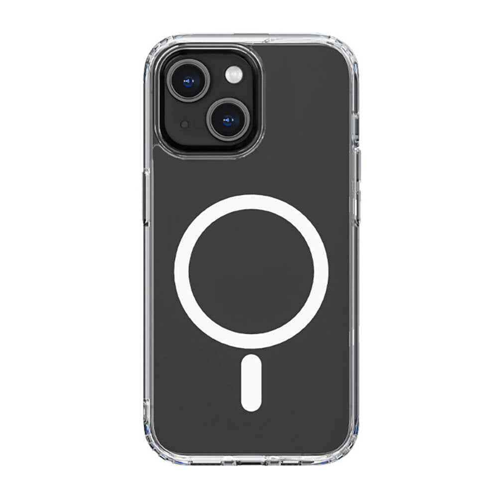 iPhone 14 Plus Kılıf Magsafe Şarj Özellikli Airbagli Şeffaf PC Arka Yüzey Recci Magnetik Suction Serisi Kılıf Şeffaf