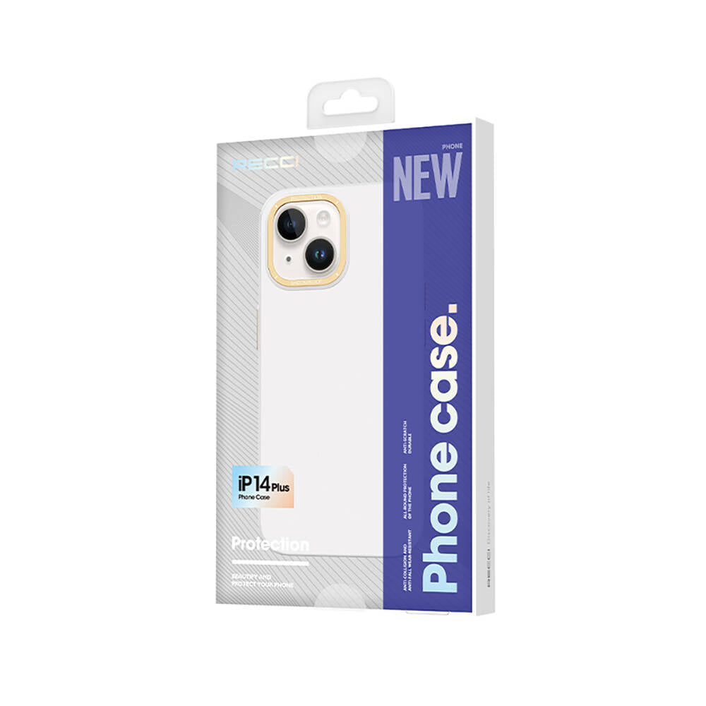 iPhone 14 Plus Kılıf Metal Kamera Çerçeveli Recci Glaze Serisi Kılıf Siyah