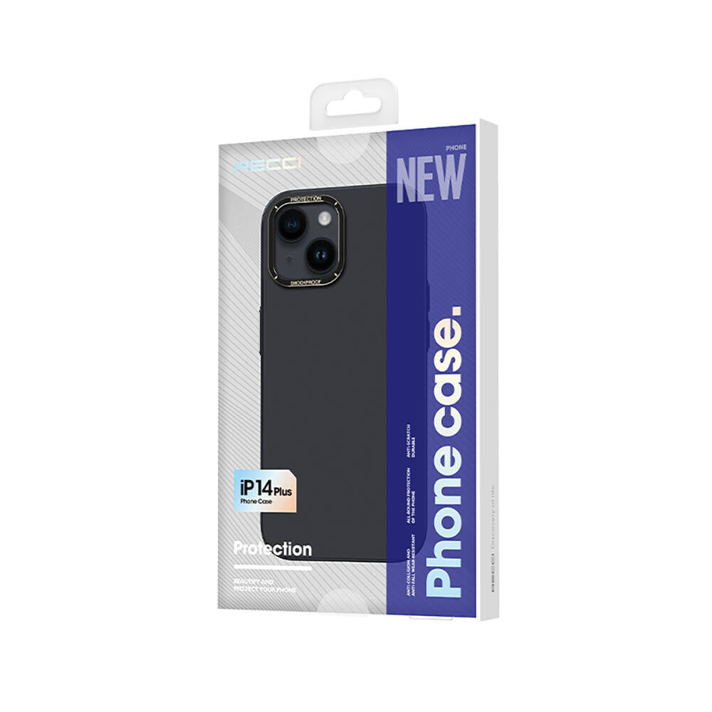 iPhone 14 Plus Kılıf Metal Kamera Çerçeveli Recci Glaze Serisi Kılıf Beyaz