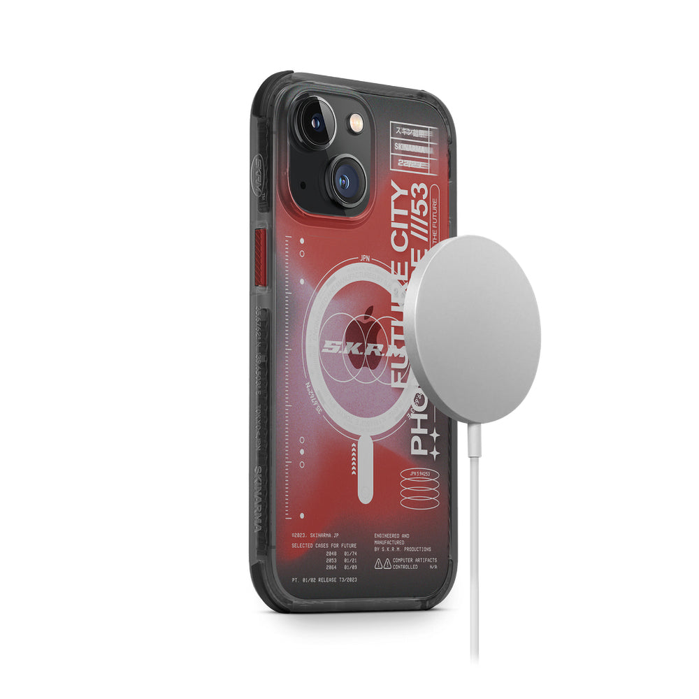 iPhone 14 Plus Kılıf SkinArma Şeffaf Airbag Tasarımlı Magsafe Şarj Özellikli Shorai Kılıf Kırmızı