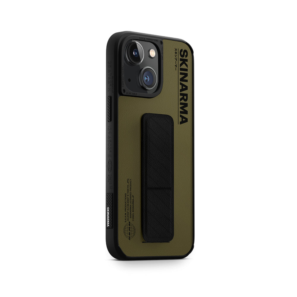 iPhone 14 Plus Kılıf SkinArma Standlı Deri Görünümlü Gyo Kılıf Olive