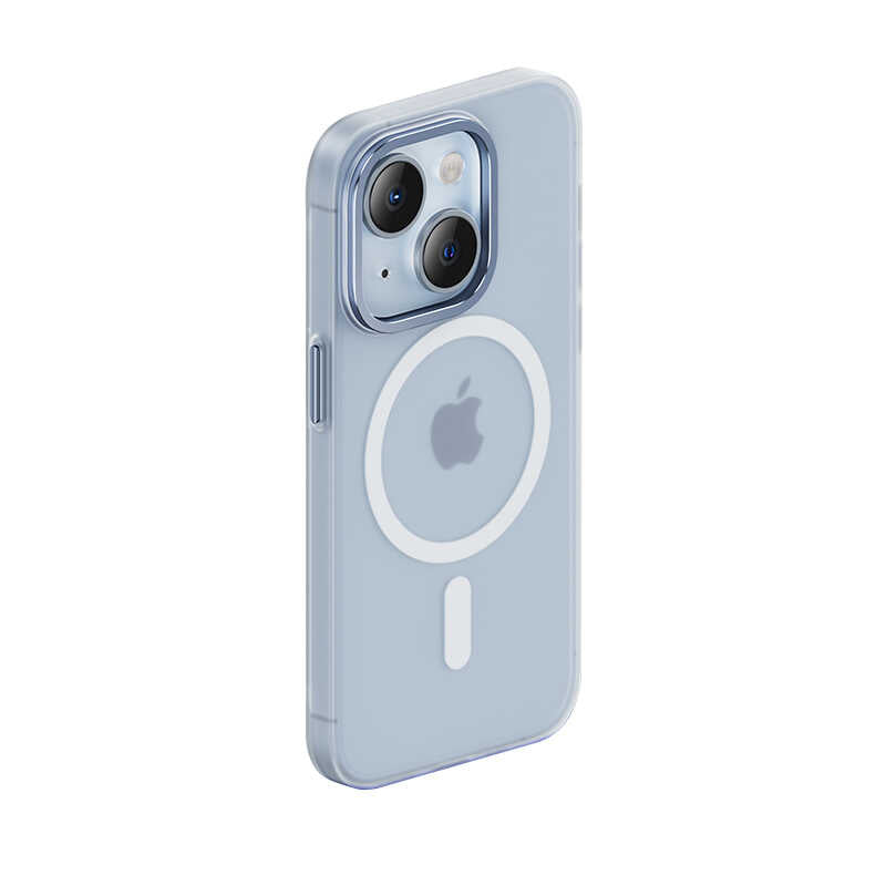 iPhone 14 Plus Kılıf Wireless Şarj Destekli Benks Yeni Seri Magnetik Haze Kılıf Mavi