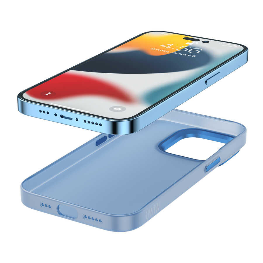 iPhone 14 Plus Wiwu Frosted Magnetic Buzlu Sert PC Kılıf Mavi