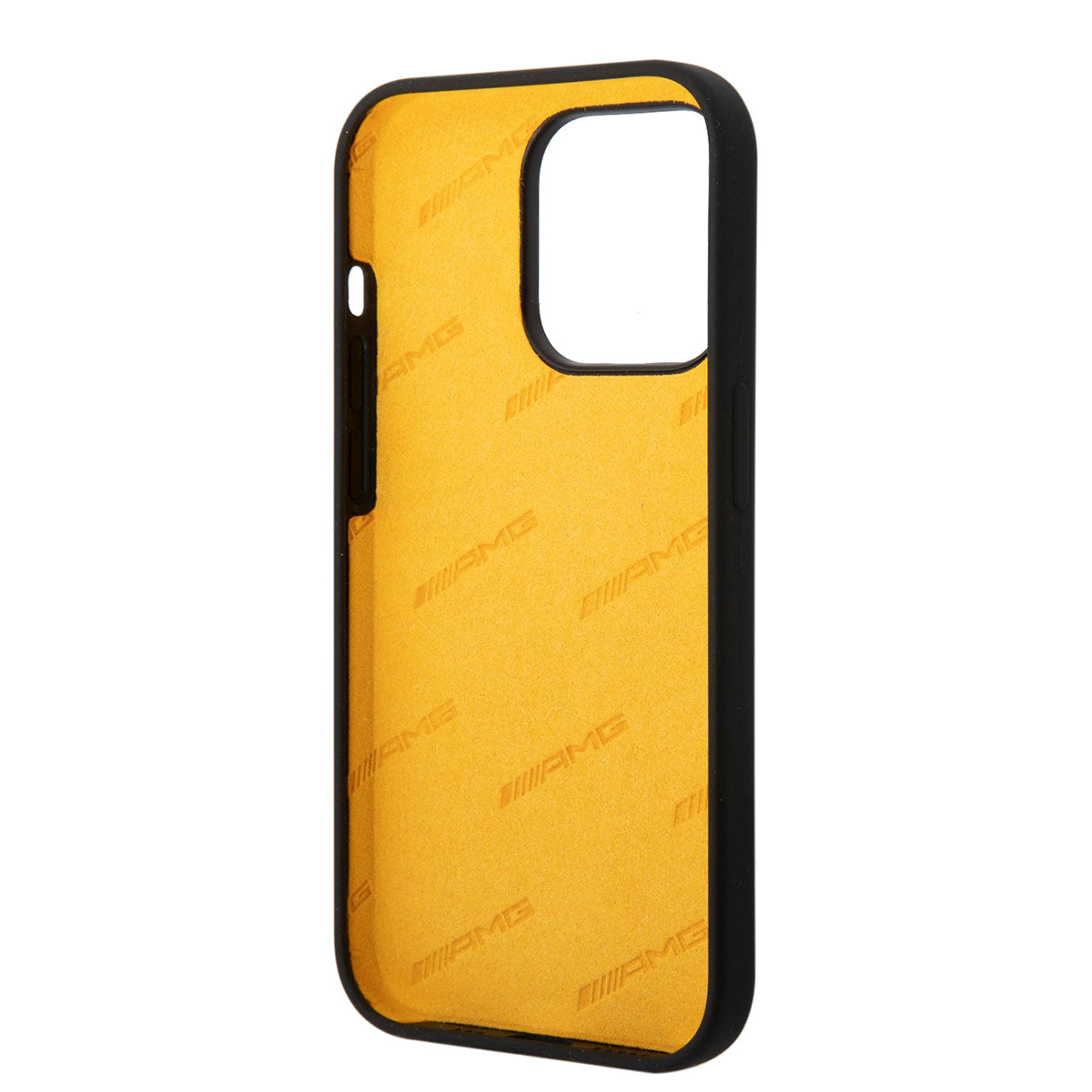 iPhone 14 Pro Kılıf AMG Silikon Büyük Sarı Logo Dizayn Kılıf Siyah-Sarı