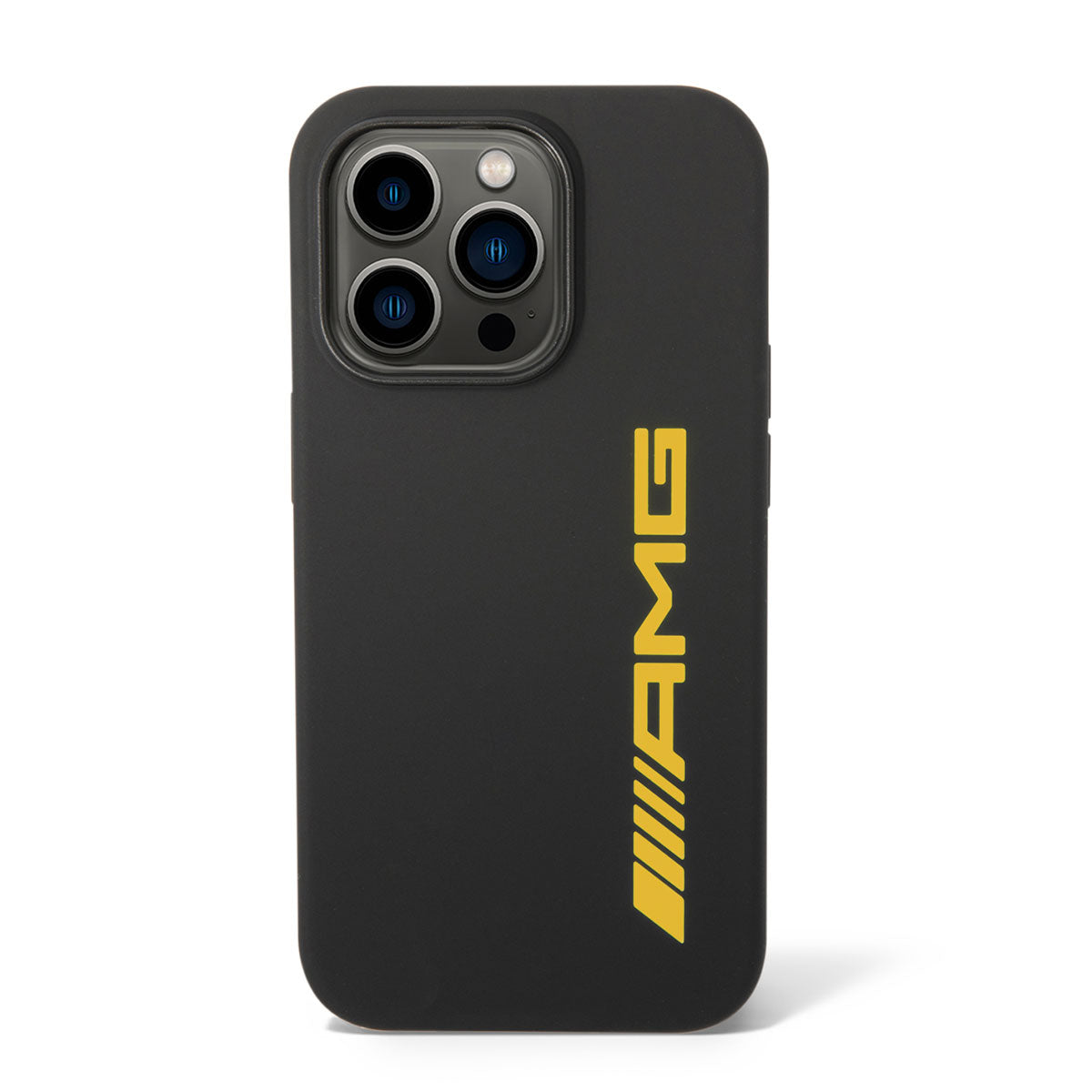 iPhone 14 Pro Kılıf AMG Silikon Büyük Sarı Logo Dizayn Kılıf Siyah-Sarı