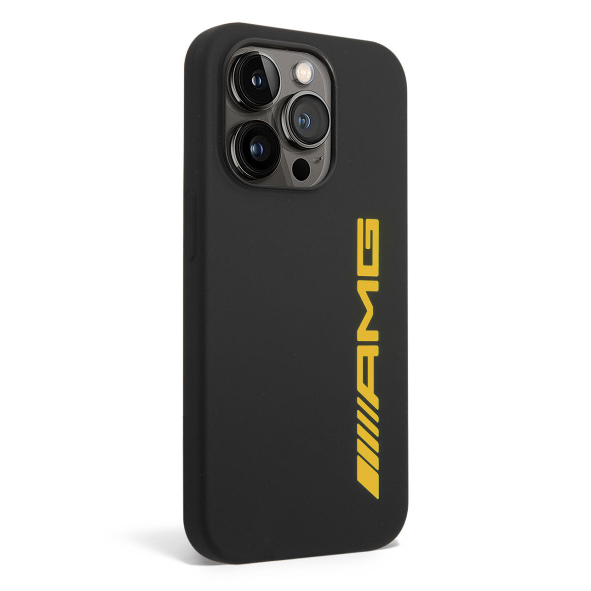 iPhone 14 Pro Kılıf AMG Silikon Büyük Sarı Logo Dizayn Kılıf Siyah-Sarı