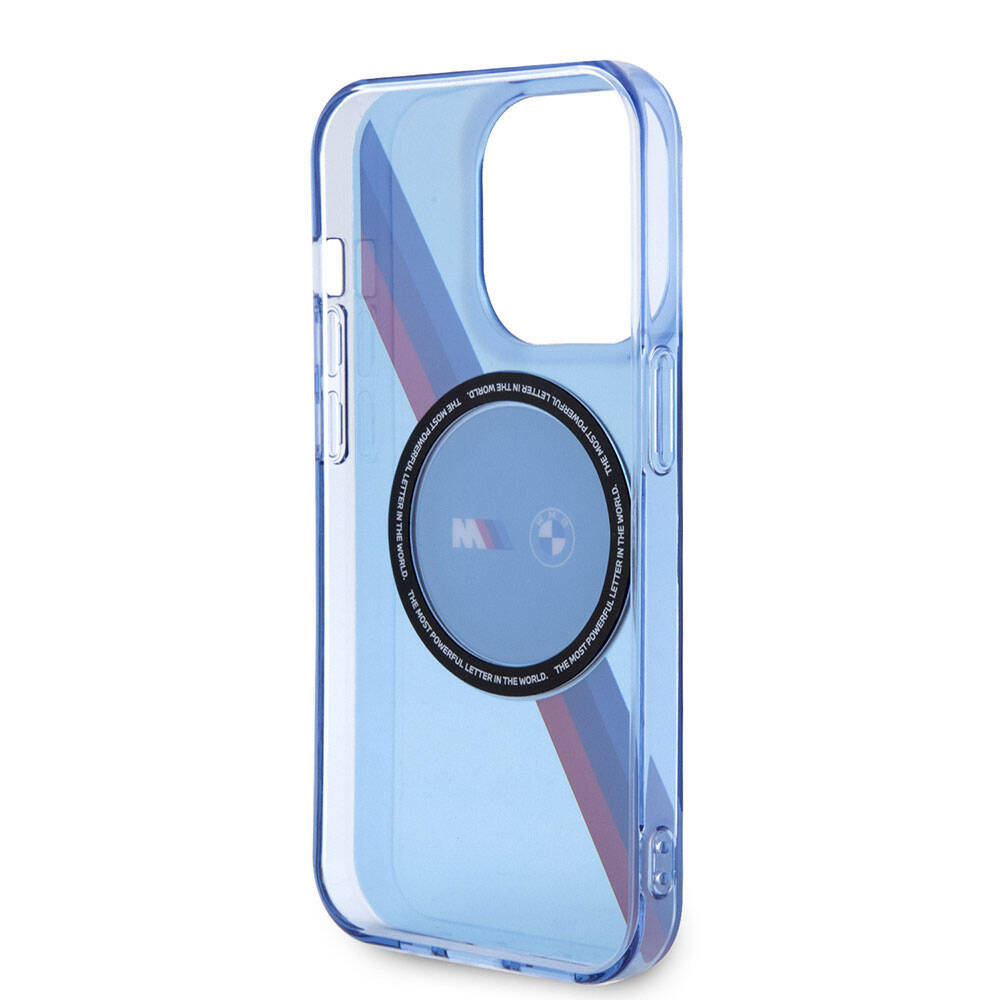 iPhone 14 Pro Kılıf BMW Magsafe Şarj Özellikli Transparan Tricolor Stripes Orjinal Lisanslı Kılıf Mavi
