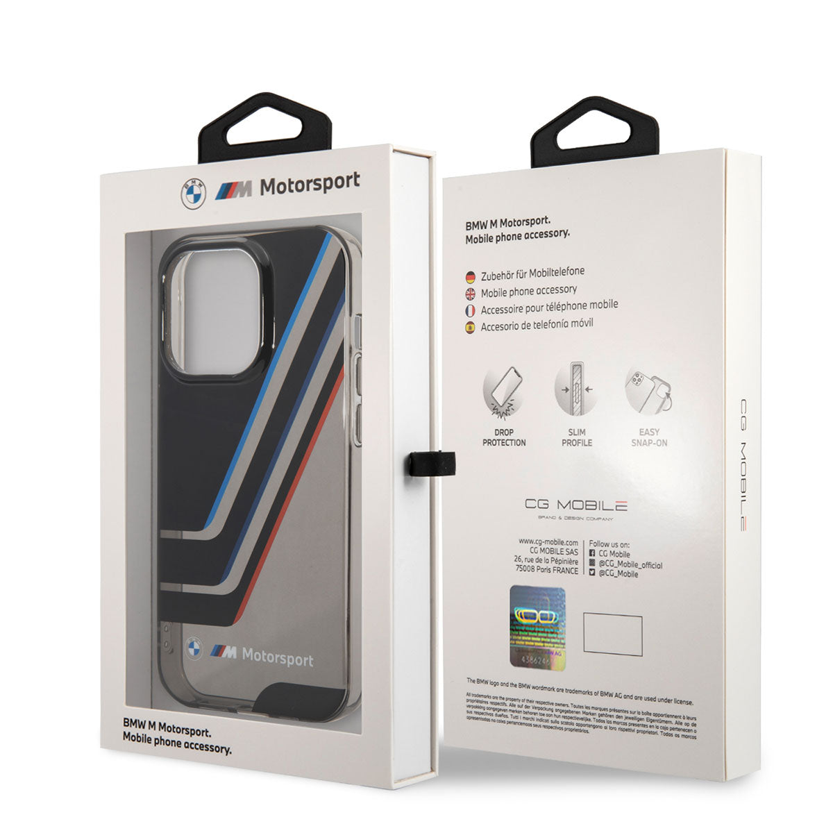 iPhone 14 Pro Kılıf BMW Orjinal Lisanslı Yarı Transparan Çizgili Dizayn Kılıf Siyah