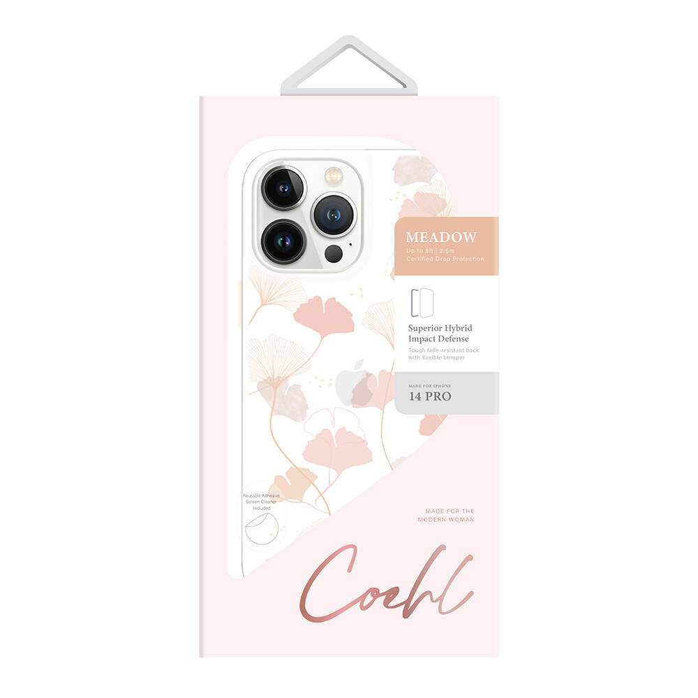 iPhone 14 Pro Kılıf Çayır Çiçeği Desenli Coehl Meadow Kılıf Pembe