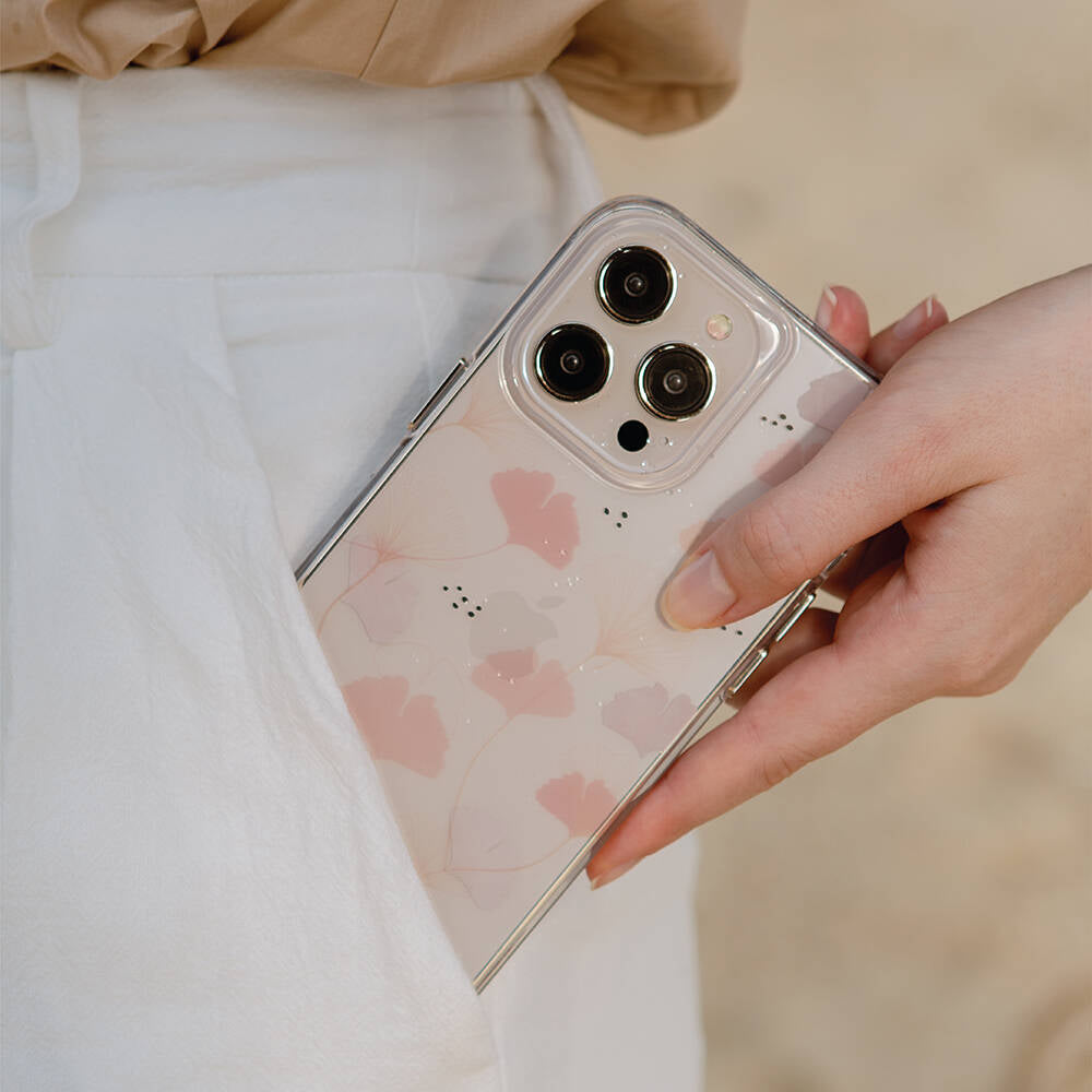 iPhone 14 Pro Kılıf Çayır Çiçeği Desenli Coehl Meadow Kılıf Pembe