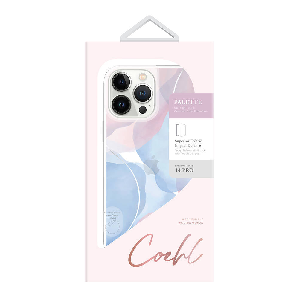 iPhone 14 Pro Kılıf Dalgalı Çizgi Desenli Coehl Palette Kılıf Mavi