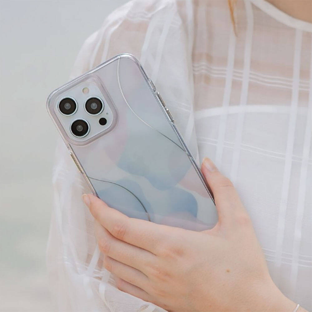 iPhone 14 Pro Kılıf Dalgalı Çizgi Desenli Coehl Palette Kılıf Mavi