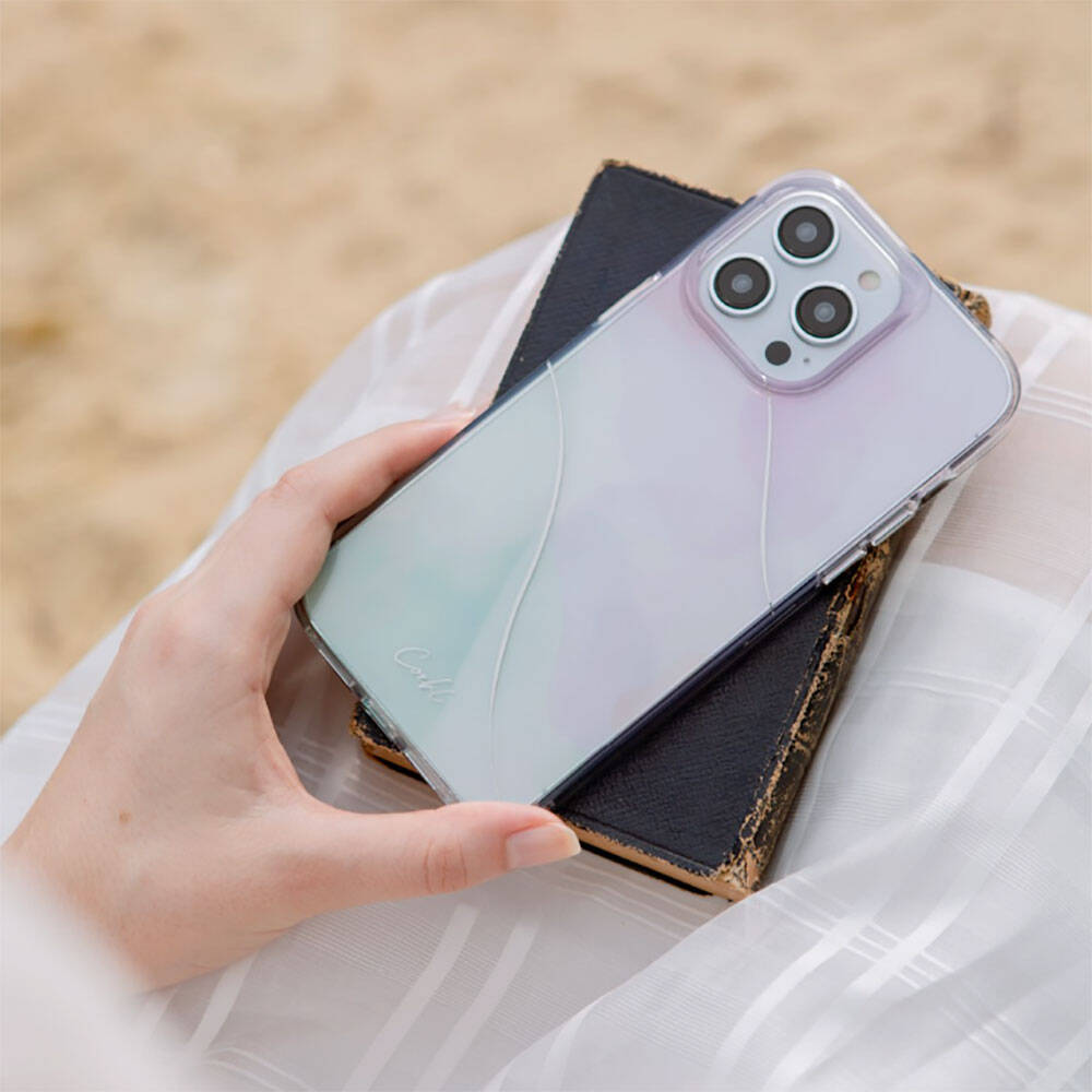 iPhone 14 Pro Kılıf Dalgalı Çizgi Desenli Coehl Palette Kılıf Mavi