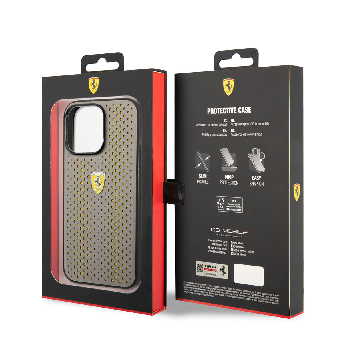 iPhone 14 Pro Kılıf Ferrari Deri Sarı Noktalı Dizayn Kılıf Sarı