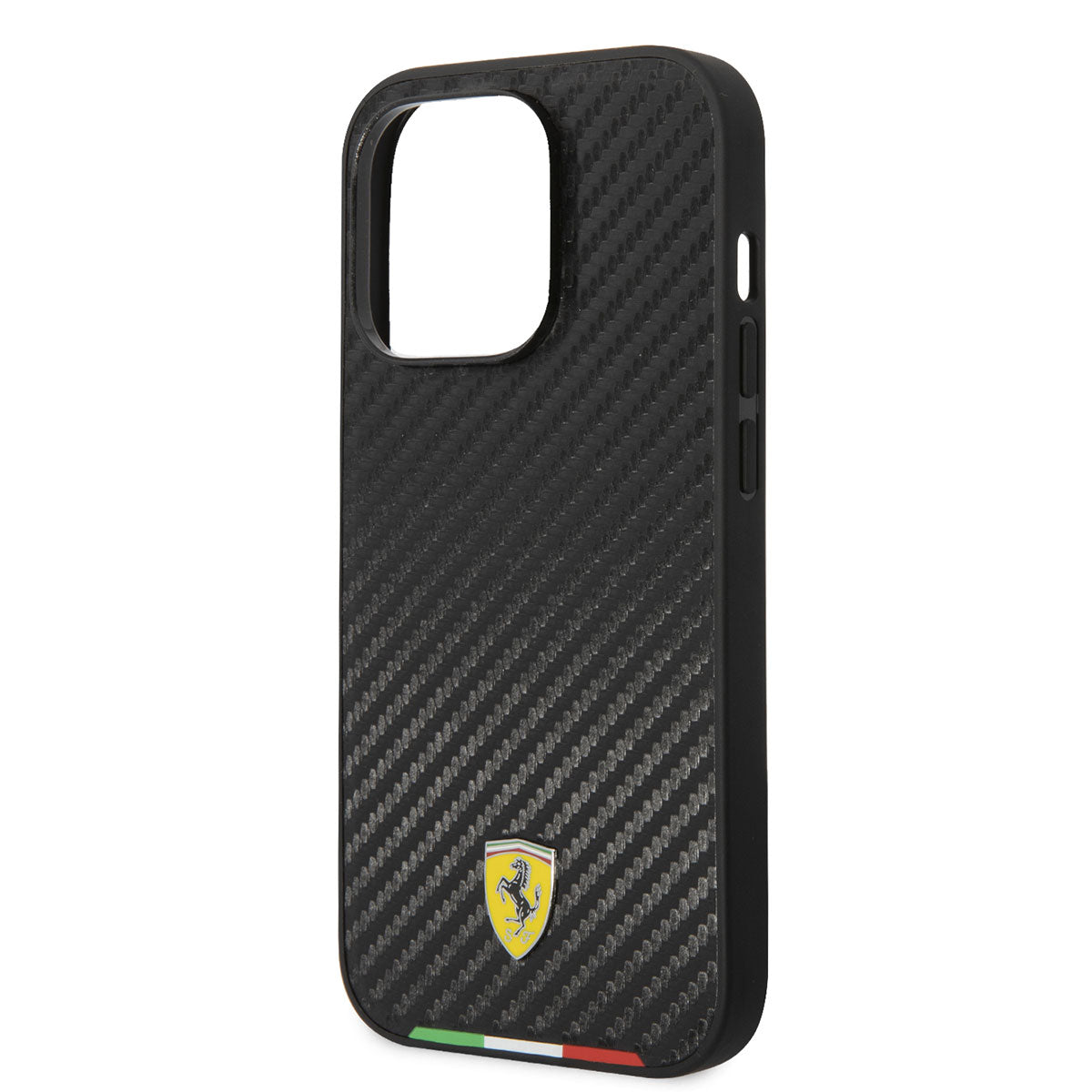iPhone 14 Pro Kılıf Ferrari Magsafe Şarj Özellikli Karbon İtalyan Bayrak Dizayn Kılıf Siyah