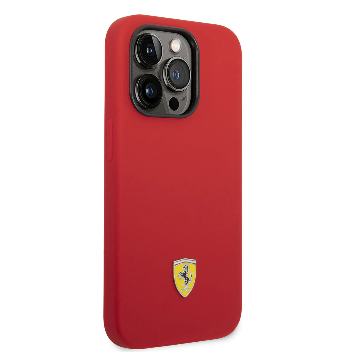 iPhone 14 Pro Kılıf Ferrari Magsafe Şarj Özellikli Silikon Metal Logo Dizayn Kılıf Kırmızı