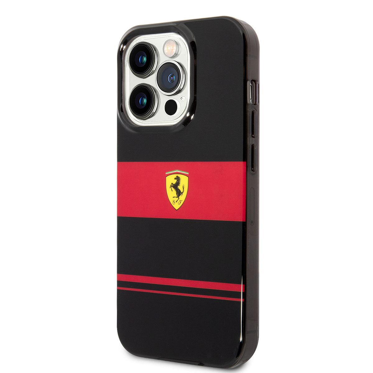 iPhone 14 Pro Kılıf Ferrari Orjinal Lisanslı Magsafe Şarj Özellikli Yatay Çizgili Dizayn Kılıf Siyah