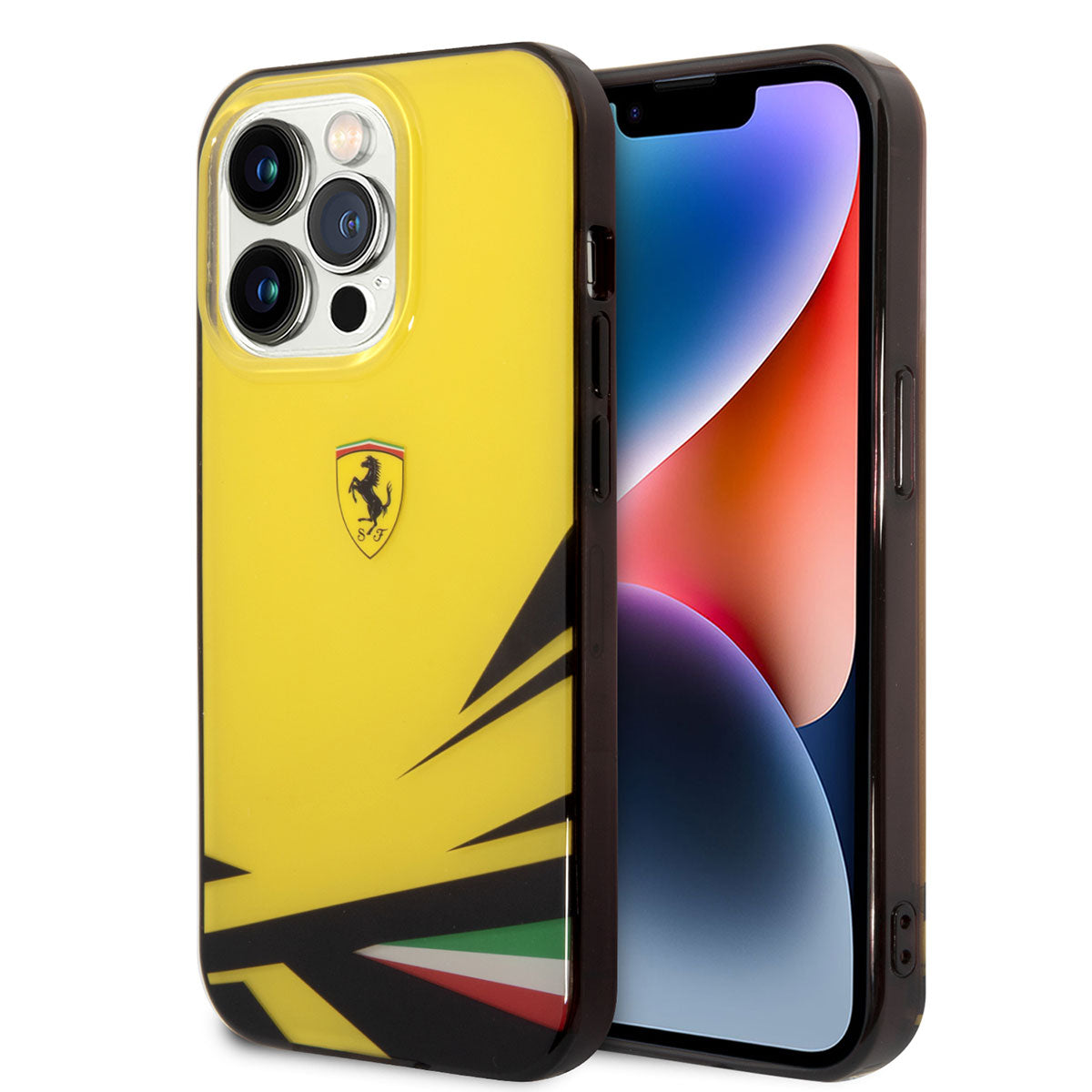 iPhone 14 Pro Kılıf Ferrari Sarı İtalyan Bayrak Baskılı Dizayn Kılıf Sarı