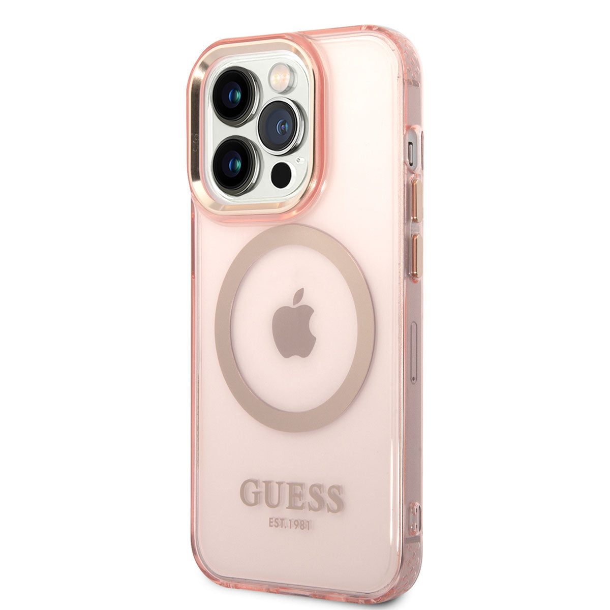 Apple iPhone 14 Pro Kılıf GUESS Magsafe Şarj Özellikli Airbagli Dizayn Kapak Pembe