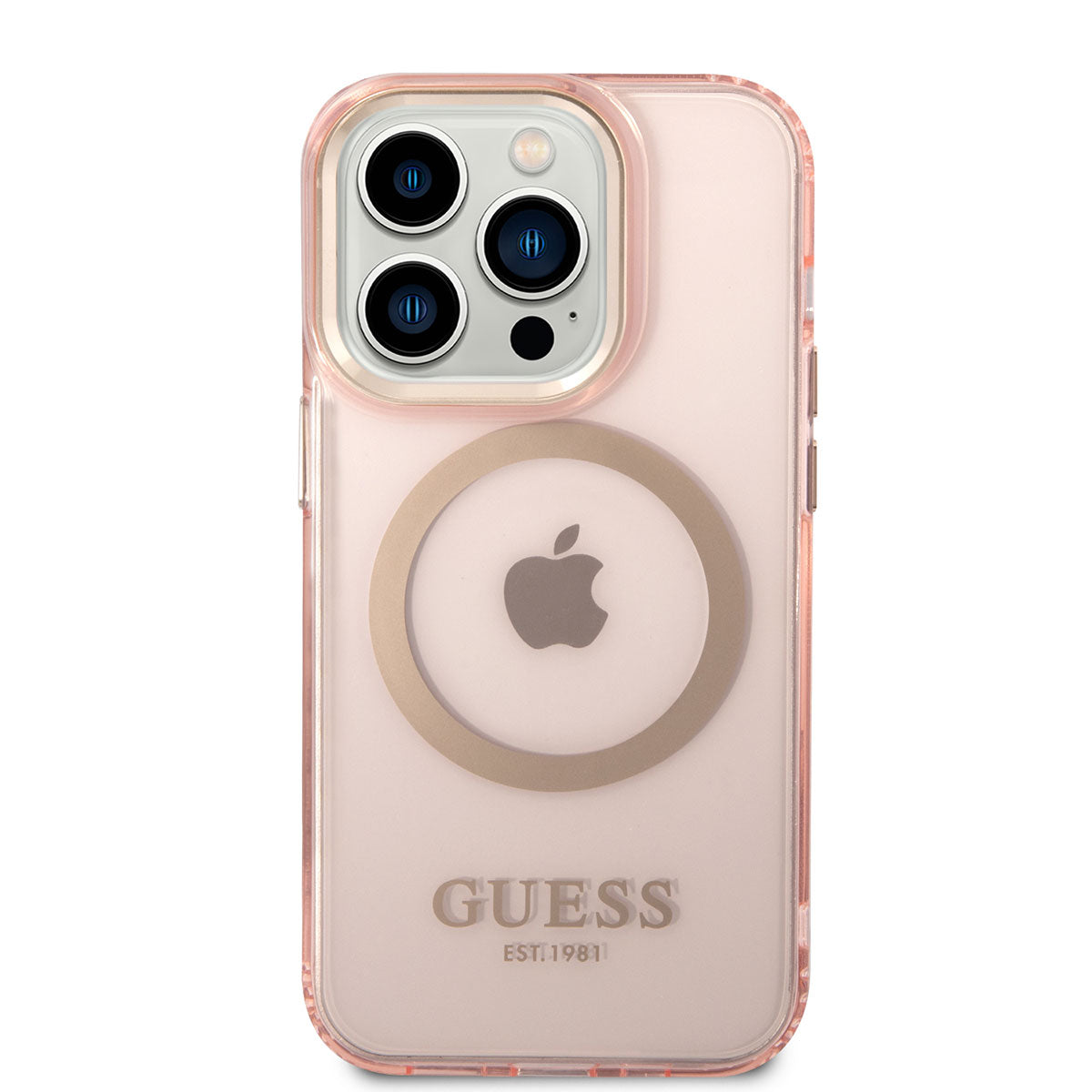 Apple iPhone 14 Pro Kılıf GUESS Magsafe Şarj Özellikli Airbagli Dizayn Kapak Pembe