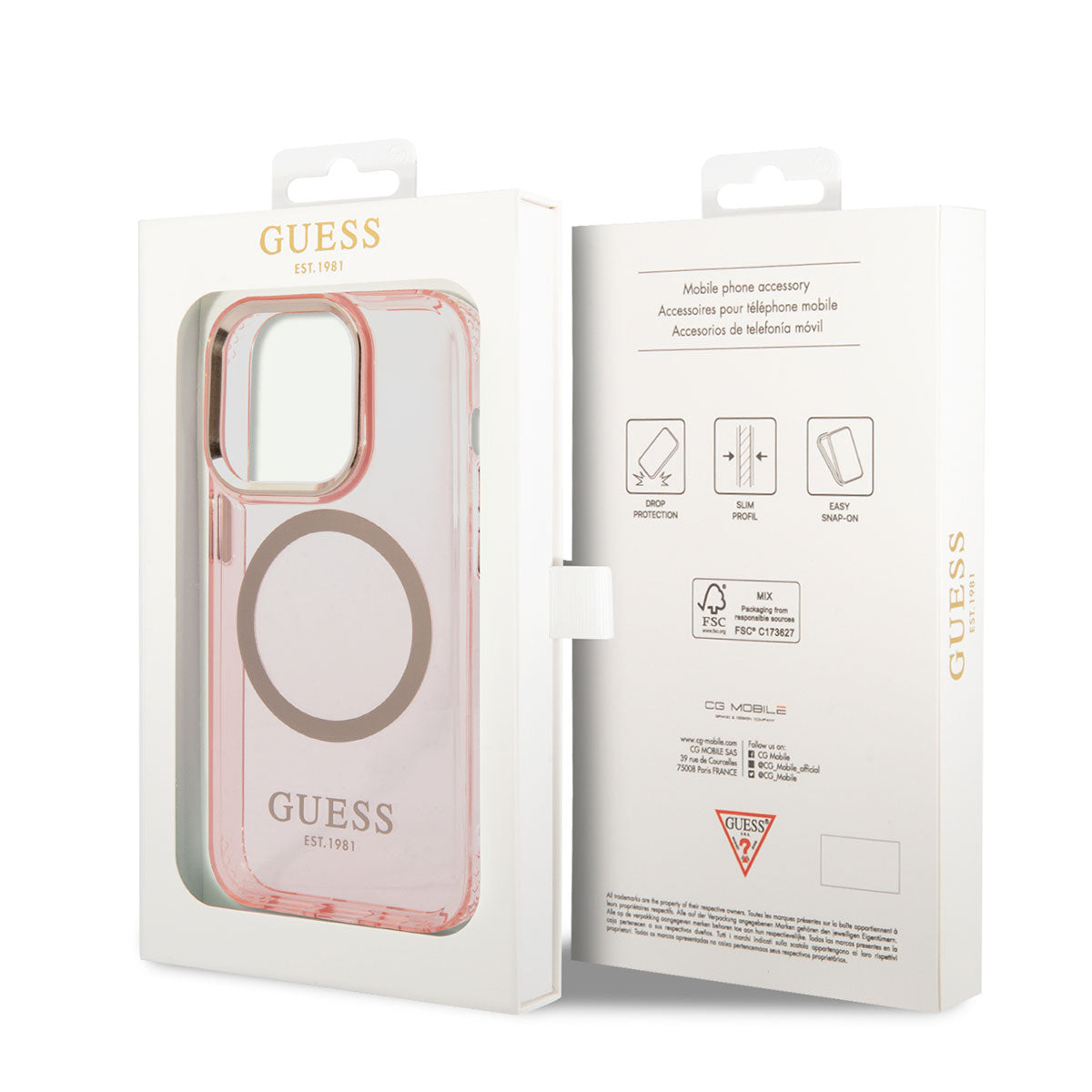 Apple iPhone 14 Pro Kılıf GUESS Magsafe Şarj Özellikli Airbagli Dizayn Kapak Pembe