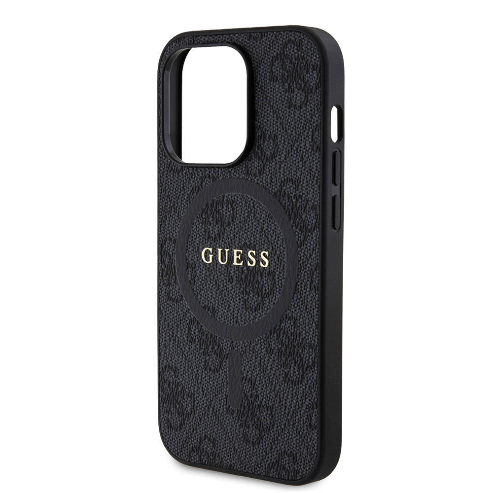 Apple iPhone 14 Pro Kılıf Guess Orjinal Lisanslı Magsafe Şarj Özellikli PU Halkalı 4G Desenli Yazı Logolu Kapak Pembe