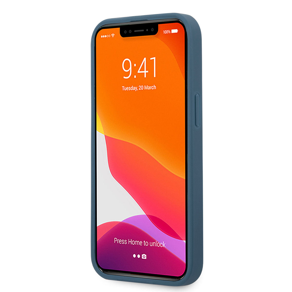 Apple iPhone 14 Pro Kılıf GUESS PU Deri Çizgili Logo Dizaynlı Kapak Mavi