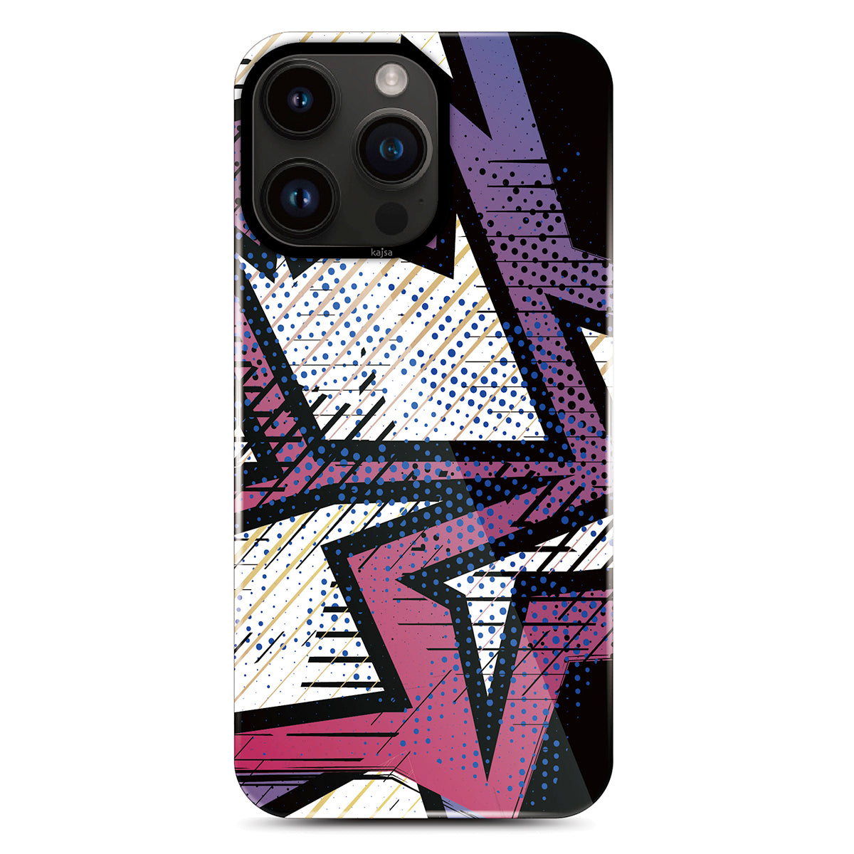 iPhone 14 Pro Kılıf HD Desenli Kajsa Shield Plus Grafiti Serisi Kılıf Siyah-Beyaz