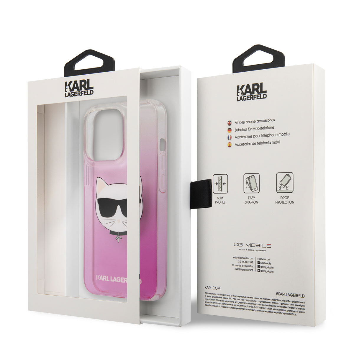 iPhone 14 Pro Kılıf Karl Lagerfeld Sert TPU Choupette Dizayn Kılıf Pembe