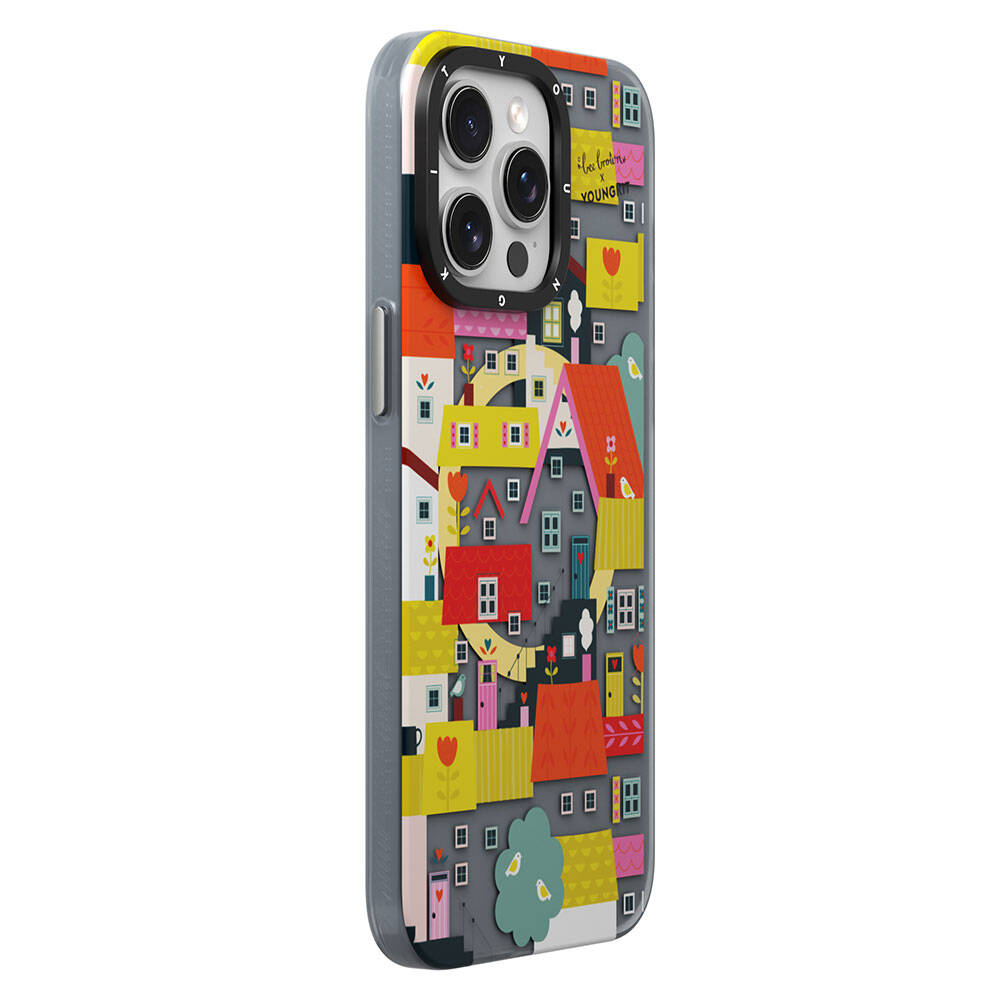 iPhone 14 Pro Kılıf Magsafe Şarj Özellikli Bee Brown Tasarımlı Youngkit Colorful Life Serisi Kılıf Sarı