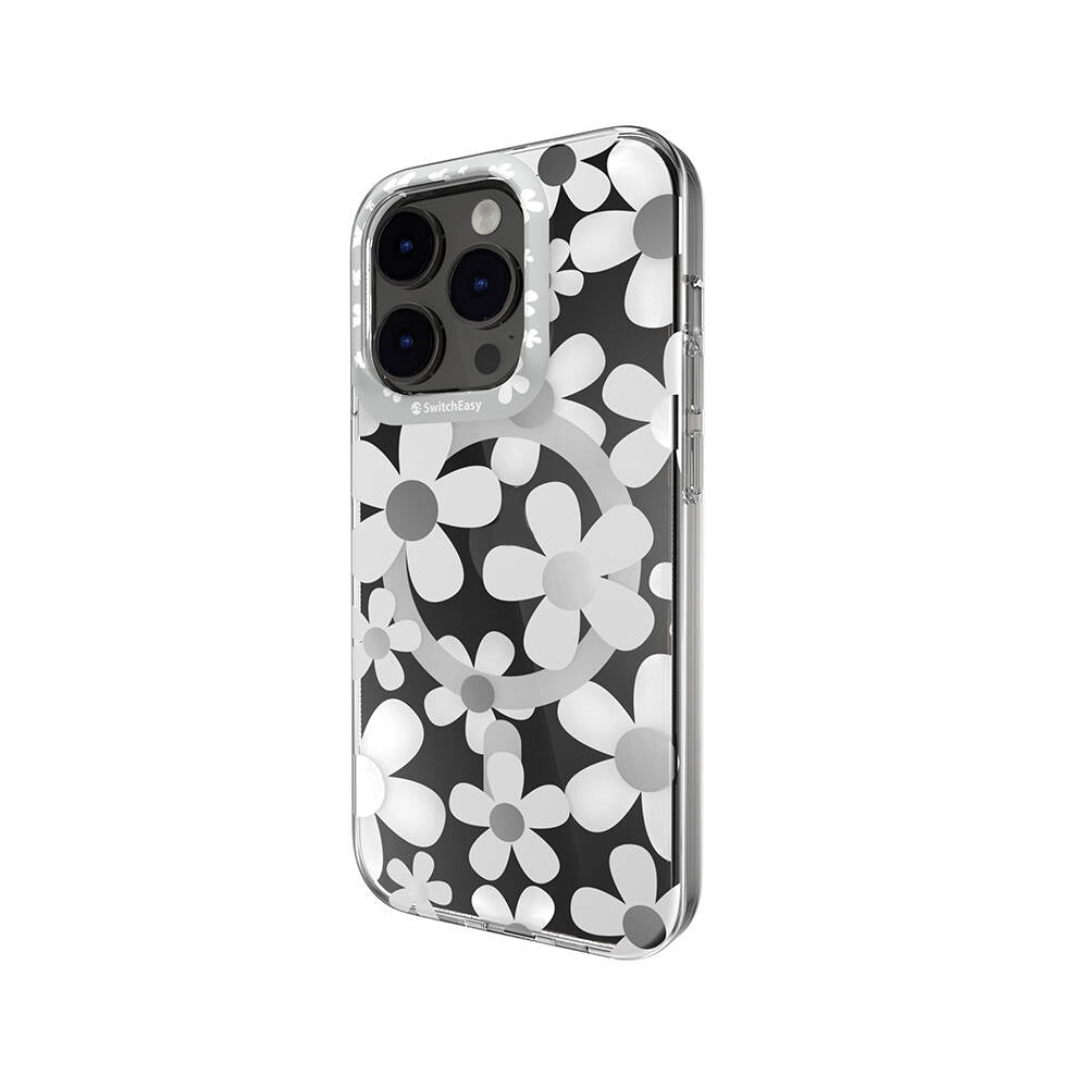 iPhone 14 Pro Kılıf Magsafe Şarj Özellikli Çift IMD Baskılı Lisanslı Switcheasy Artist-M Fleur Kılıf Gri