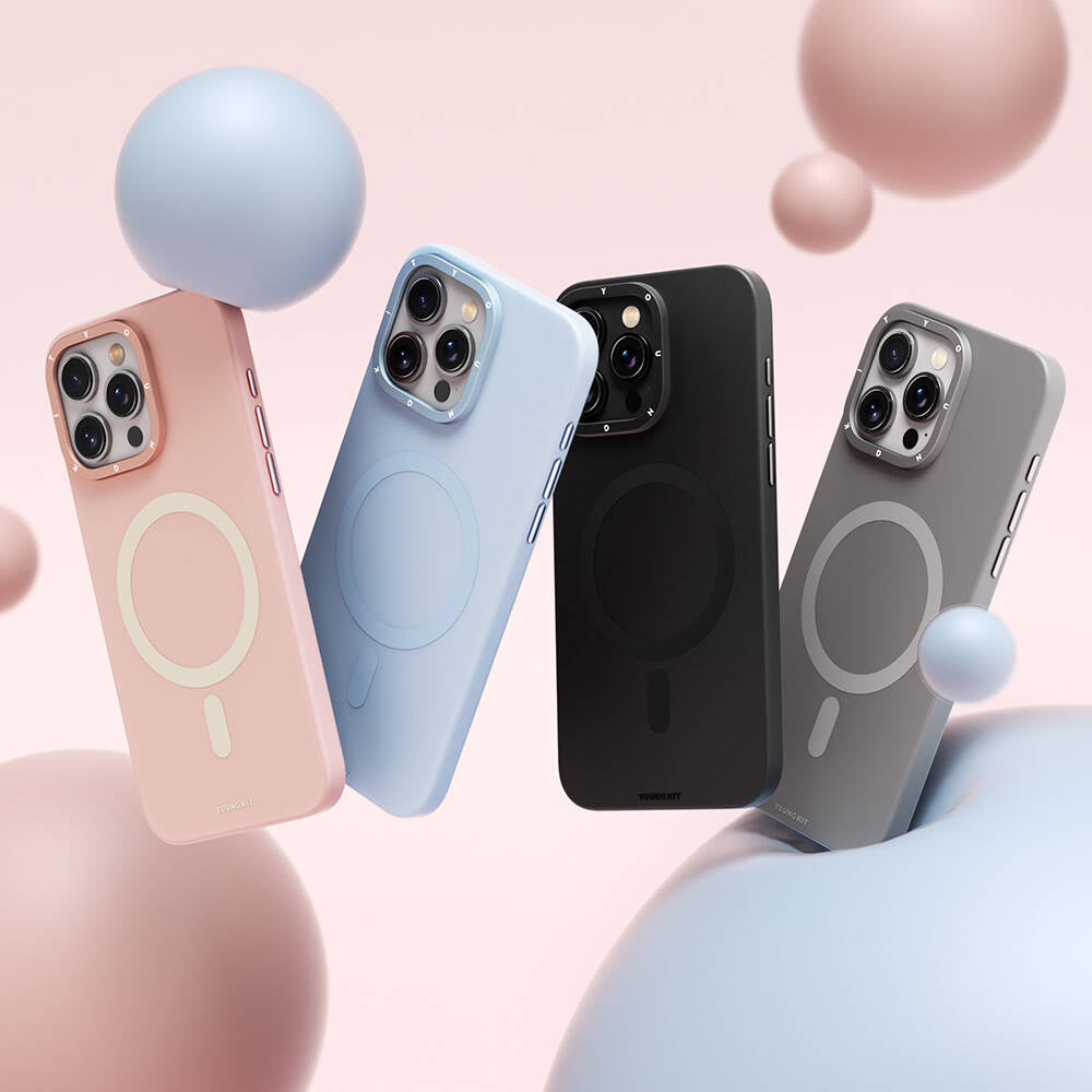 iPhone 14 Pro Kılıf Magsafe Şarj Özellikli Çizilmeye ve Aşınmaya Dayanıklı Youngkit Velvet Serisi Kılıf Mavi