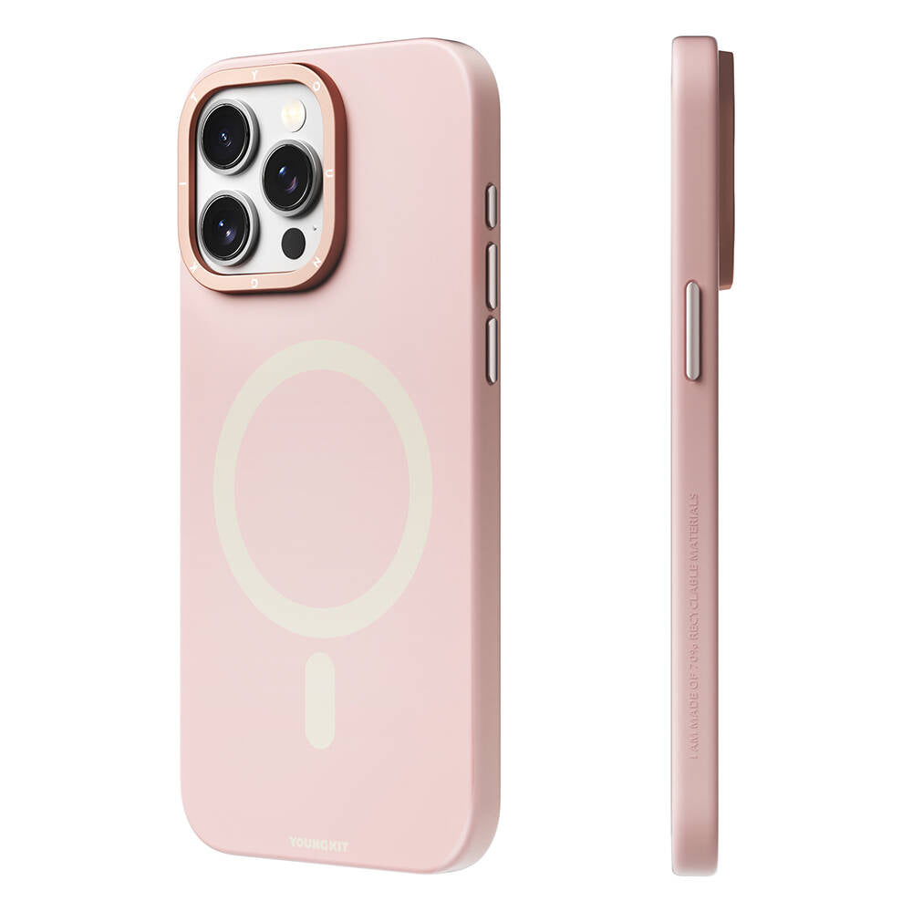 iPhone 14 Pro Kılıf Magsafe Şarj Özellikli Çizilmeye ve Aşınmaya Dayanıklı Youngkit Velvet Serisi Kılıf Pembe