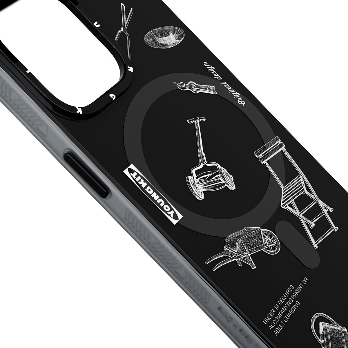 iPhone 14 Pro Kılıf Magsafe Şarj Özellikli Desenli Youngkit Plaything Serisi Kılıf Beyaz