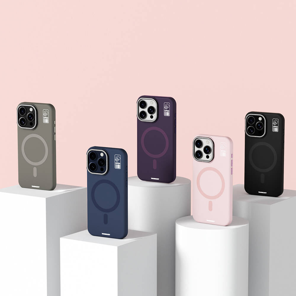 iPhone 14 Pro Kılıf Magsafe Şarj Özellikli Kamera Standlı Youngkit Bitty Cream Kılıf Siyah