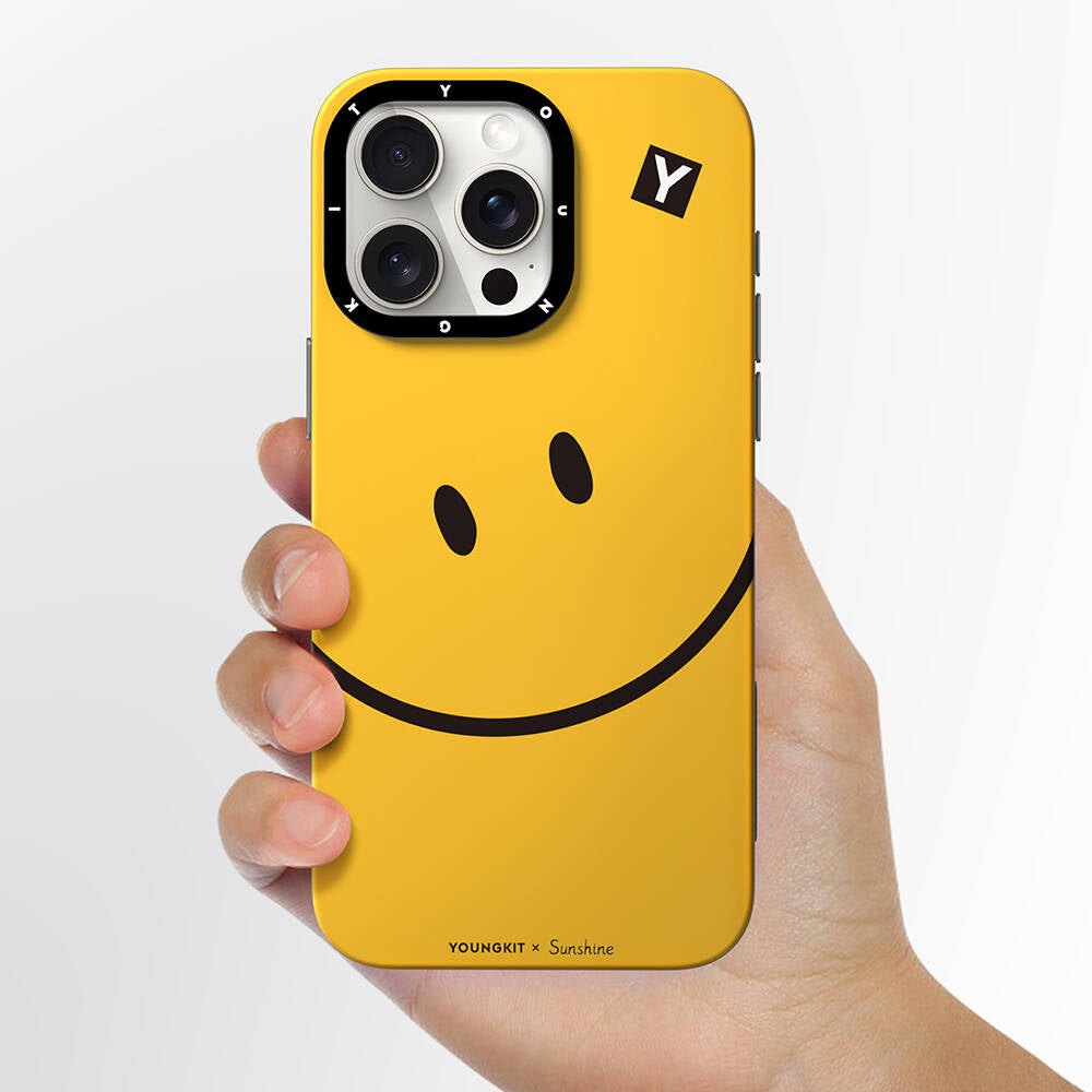 iPhone 14 Pro Kılıf Magsafe Şarj Özellikli Sunshine Tasarımlı Youngkit Daily Happy Serisi Kılıf Siyah-Sarı
