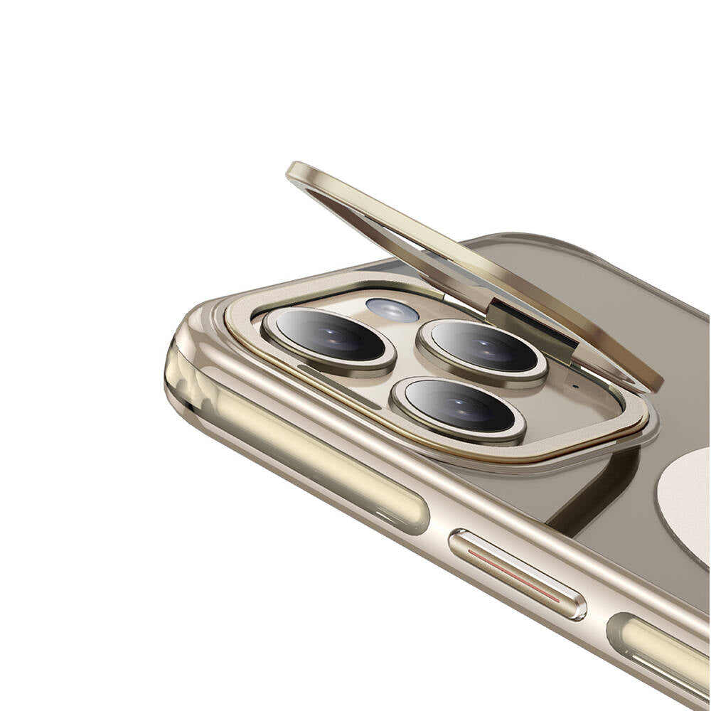 iPhone 14 Pro Kılıf Magsafe Şarj Özellikli Wlons Standlı Efsane Kılıf Gümüş
