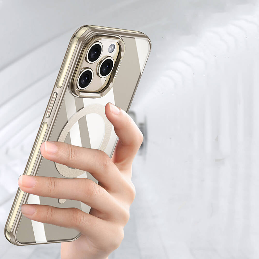 iPhone 14 Pro Kılıf Magsafe Şarj Özellikli Wlons Standlı Efsane Kılıf Gümüş