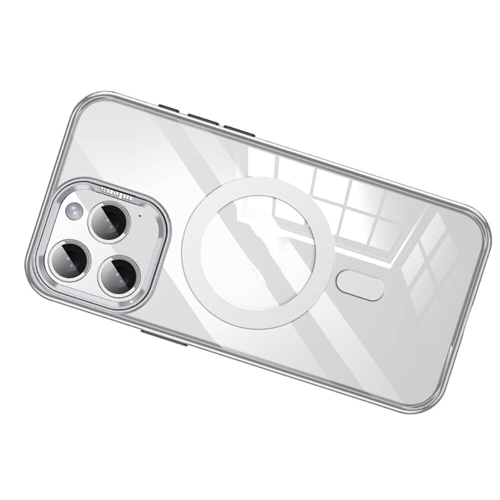 iPhone 14 Pro Kılıf Magsafe Şarj Özellikli Wlons Standlı Efsane Kılıf Gümüş