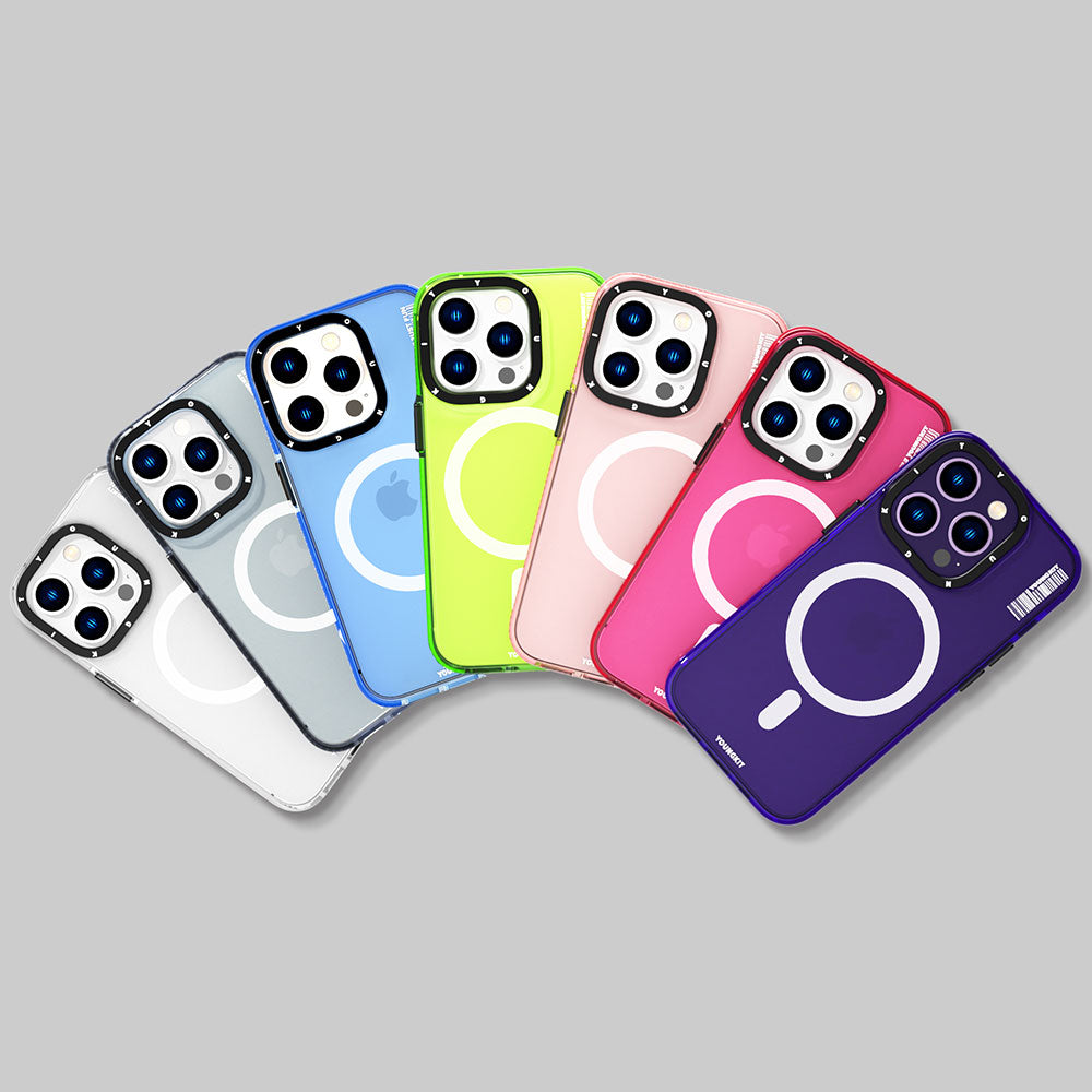 iPhone 14 Pro Kılıf Magsafe Şarj Özellikli YoungKit Crystal Color Serisi Kılıf Pembe