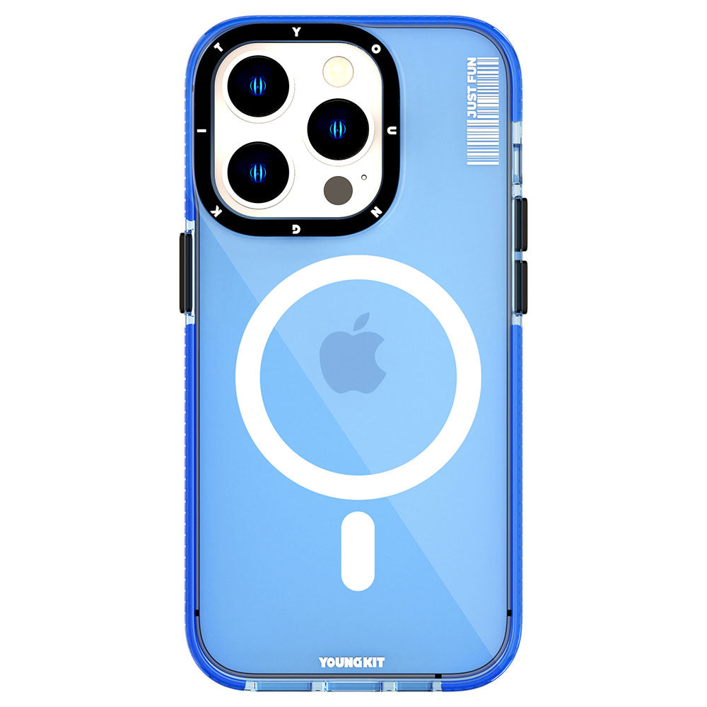 iPhone 14 Pro Kılıf Magsafe Şarj Özellikli YoungKit Crystal Color Serisi Kılıf Mavi