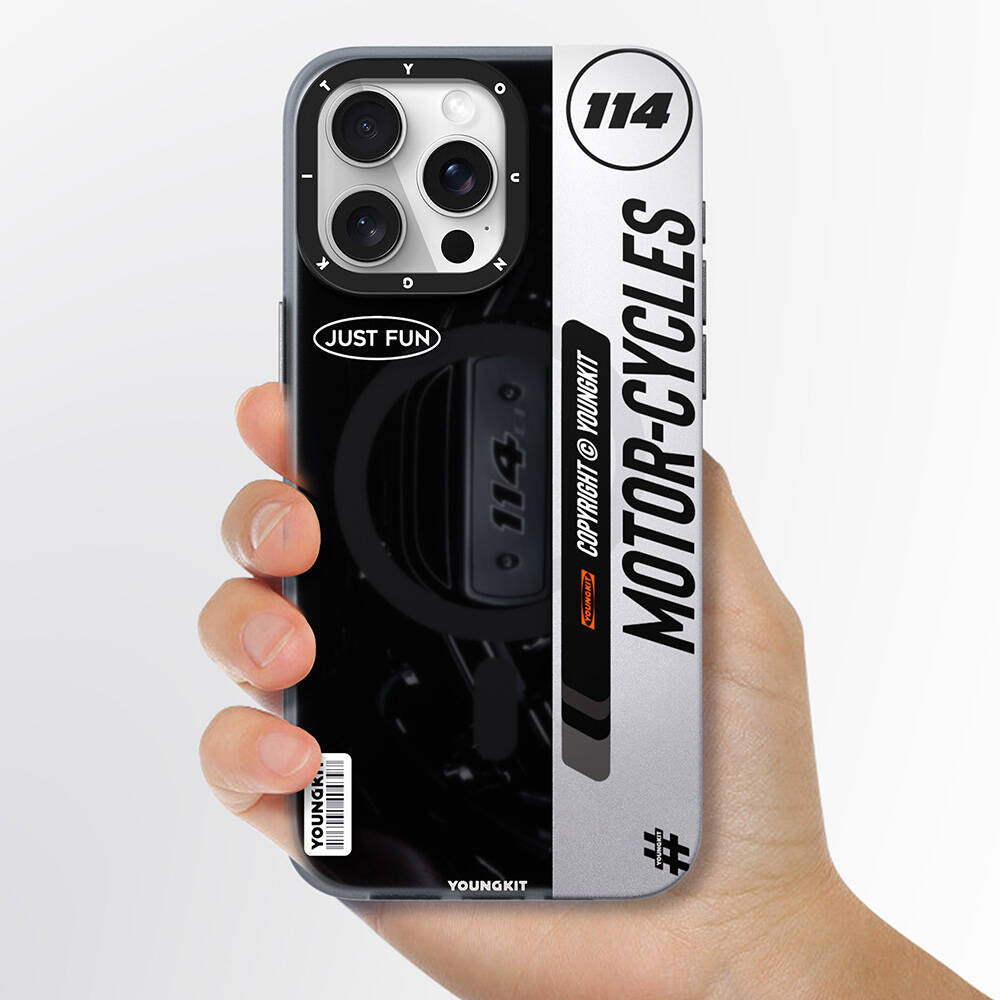 iPhone 14 Pro Kılıf Magsafe Şarj Özellikli Youngkit Motorcycle Legend Serisi Kılıf Siyah