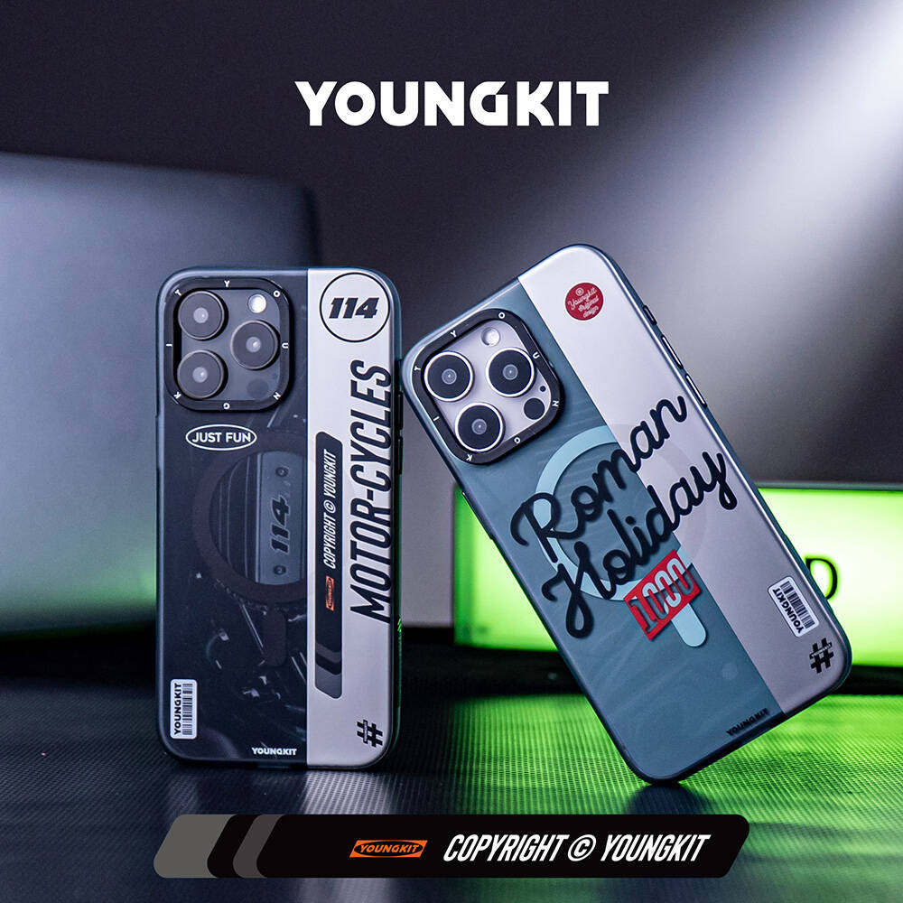 iPhone 14 Pro Kılıf Magsafe Şarj Özellikli Youngkit Motorcycle Legend Serisi Kılıf Yeşil