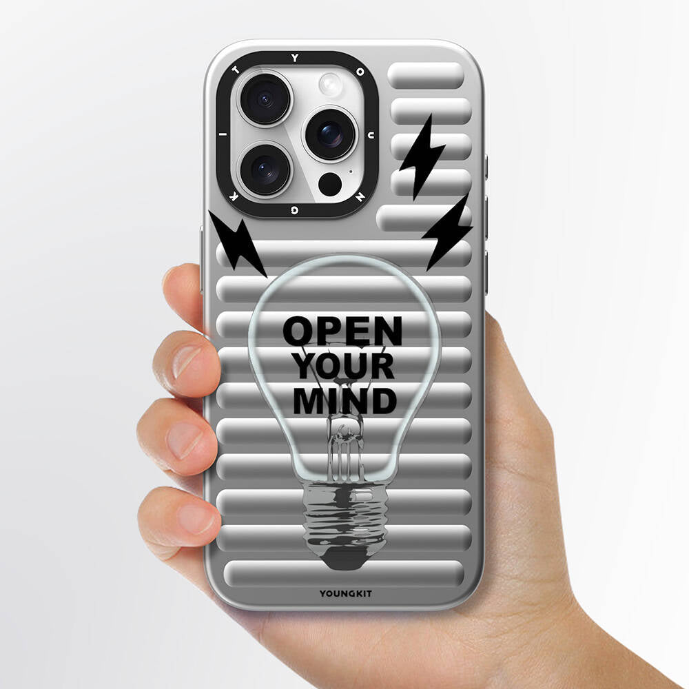 iPhone 14 Pro Kılıf Magsafe Şarj Özellikli Youngkit Open Mind Serisi Kılıf Gümüş