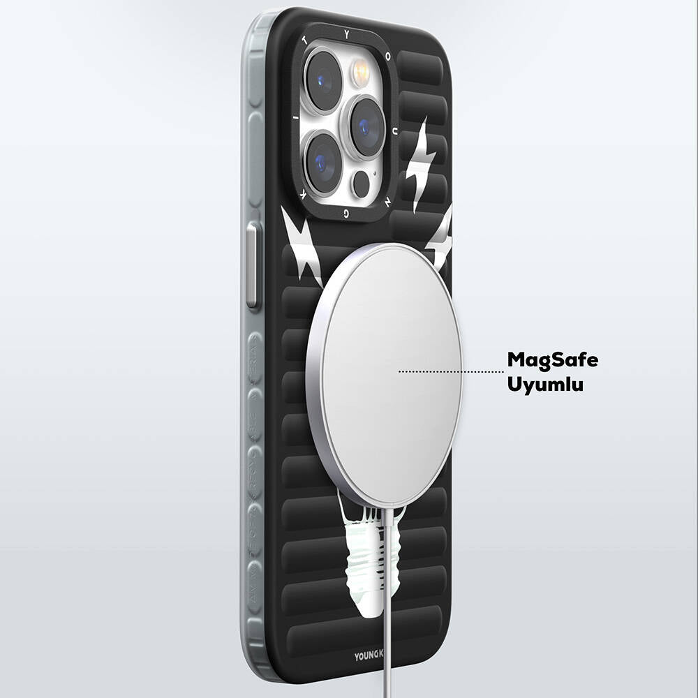 iPhone 14 Pro Kılıf Magsafe Şarj Özellikli Youngkit Open Mind Serisi Kılıf Siyah
